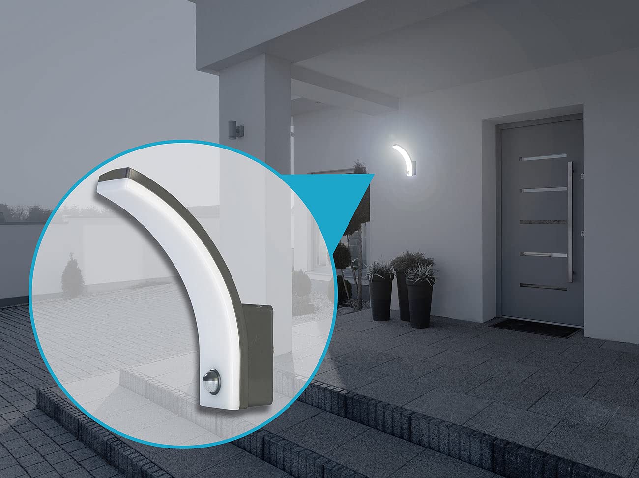 Lunartec Aussenbeleuchtung LED Wandleuchte PIR 20W schwarz 2er-Set