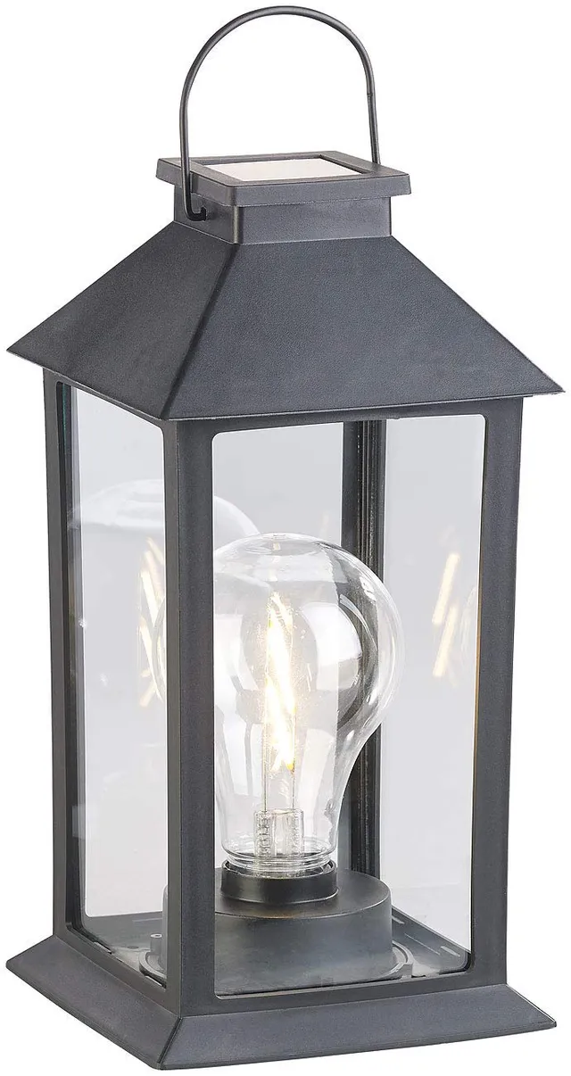Lunartec Außenbeleuchtung Solar-Laterne LED 5lm IP44 schwarz