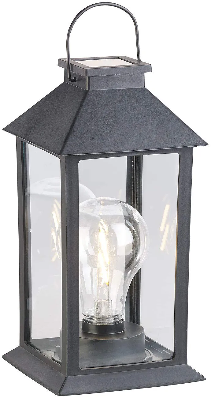 Lunartec Außenbeleuchtung Solar-Laterne LED 5lm IP44 schwarz