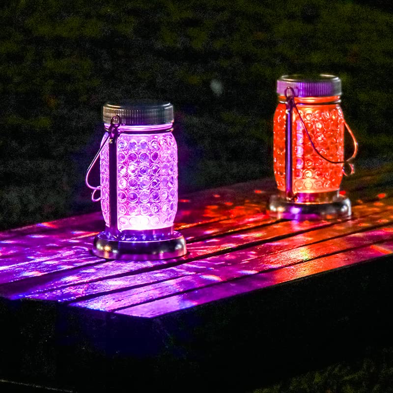 Bxroiu Solar Laterne Glas mehrfarbig 2er-Set mit Erdspieß
