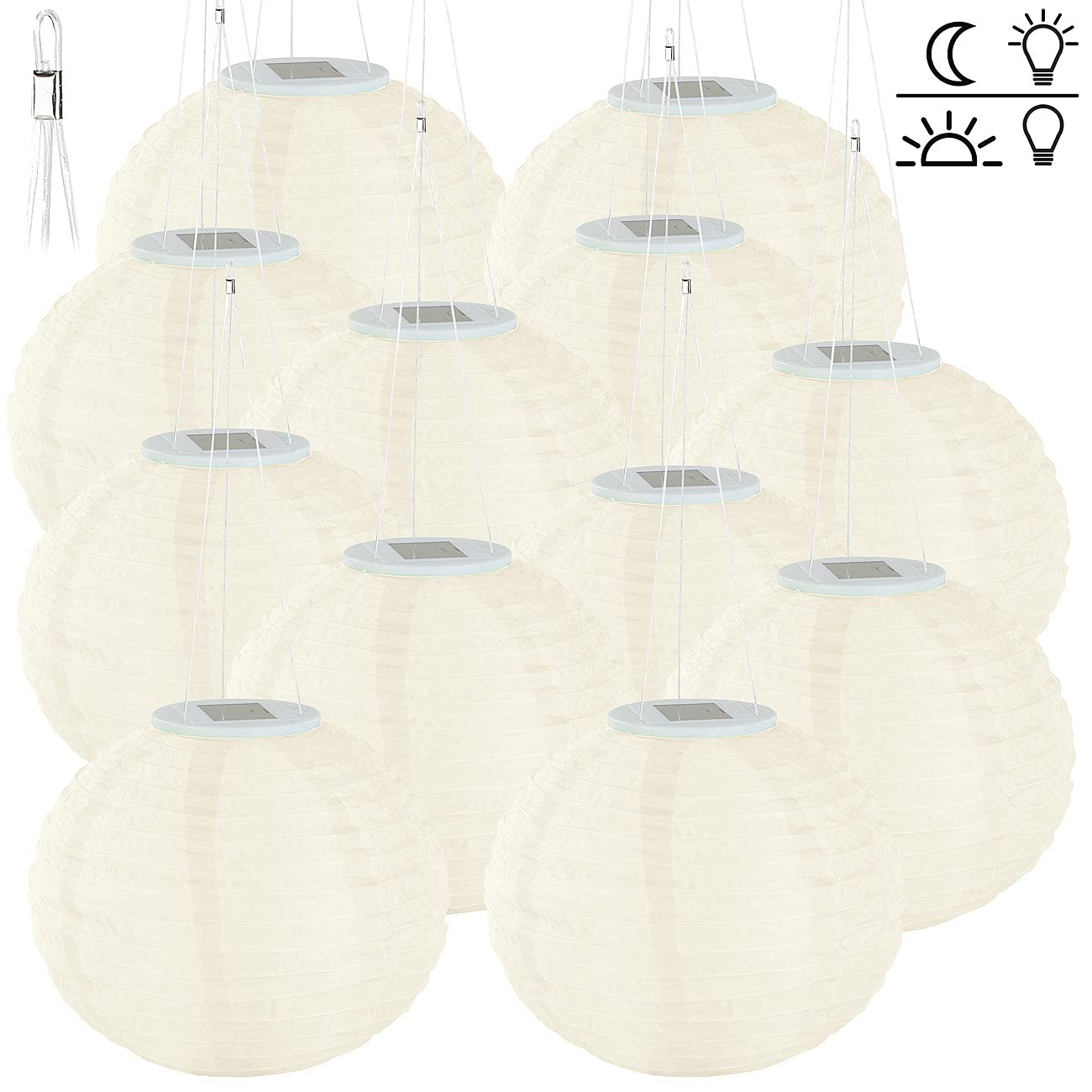 Lunartec Licht-Dekoration Solar-Lampions 12er warmweiß 30cm