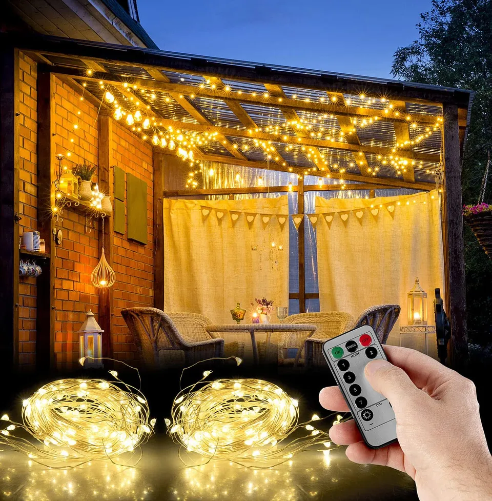 Lunartec Licht-Dekoration Lichtervorhang 300 LEDs warmweiß 2er-Set 3x3m