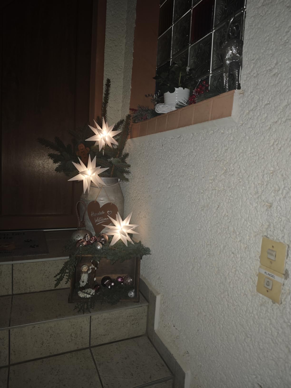 Bonetti Poinsettia 3D Leuchtstern rot Ø25cm 3er-Pack Timer