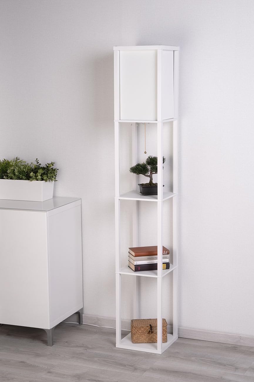 Lunartec Innenbeleuchtung Regal-Stehlampe Holz weiß E27 160 cm