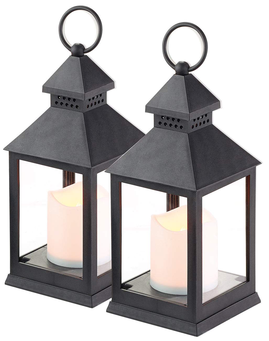 Lunartec Licht-Dekoration Sturmlaterne LED Timer 2er-Pack schwarz
