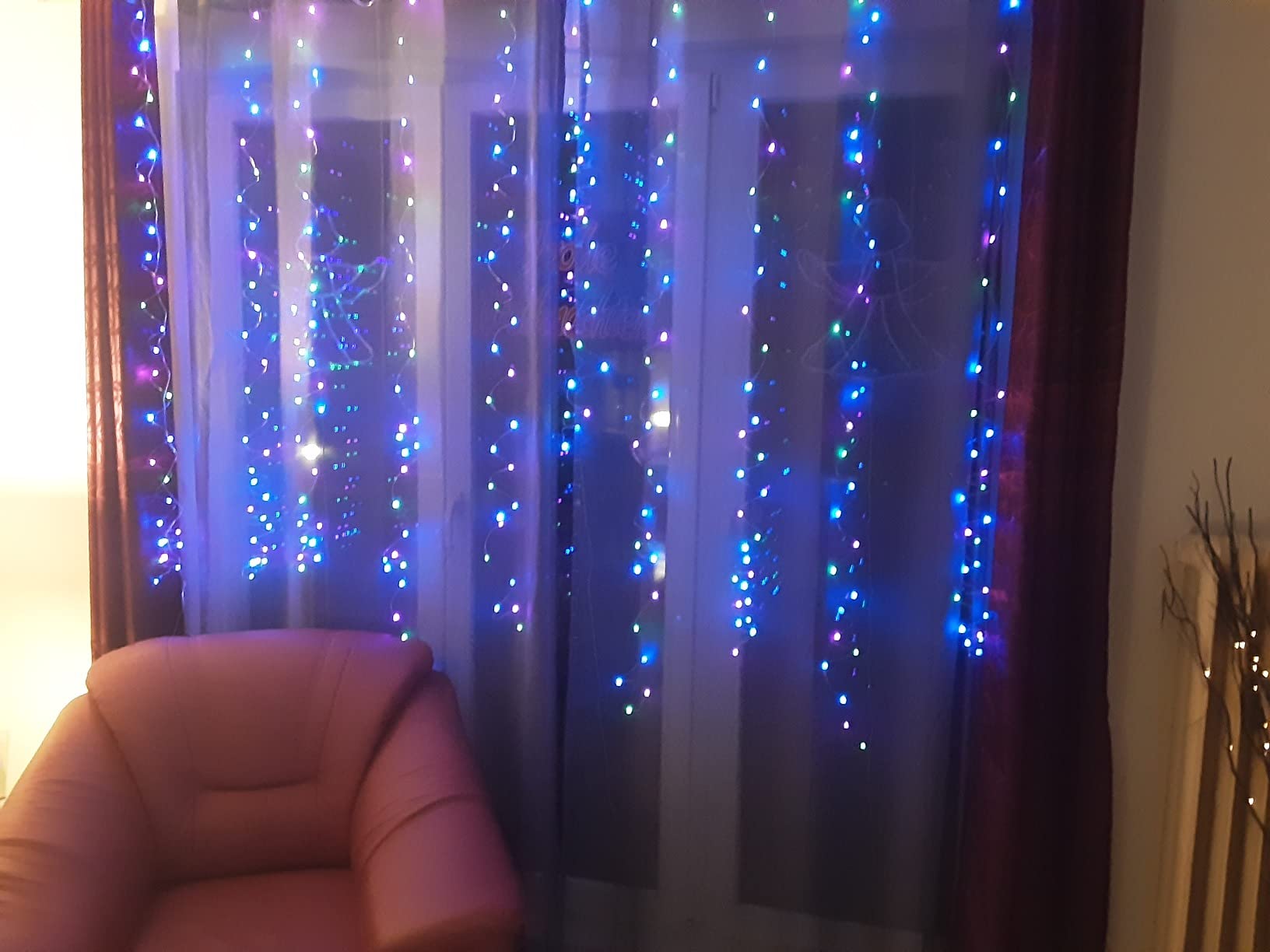 Lunartec Licht-Dekoration RGB-Lichtervorhang bunt 3x3m 2er-Set