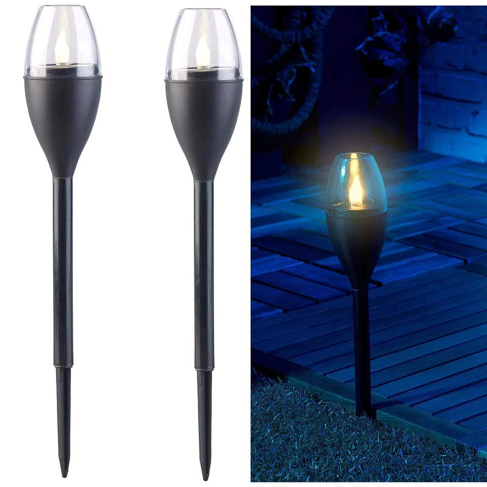 Lunartec Solarfackel 2er-Set LED Flammen-Optik IP44