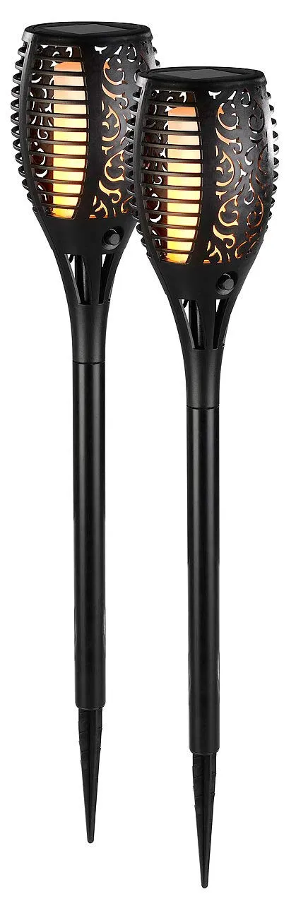 Lunartec Außenbeleuchtung Solar-Gartenfackel 58cm 2er-Set
