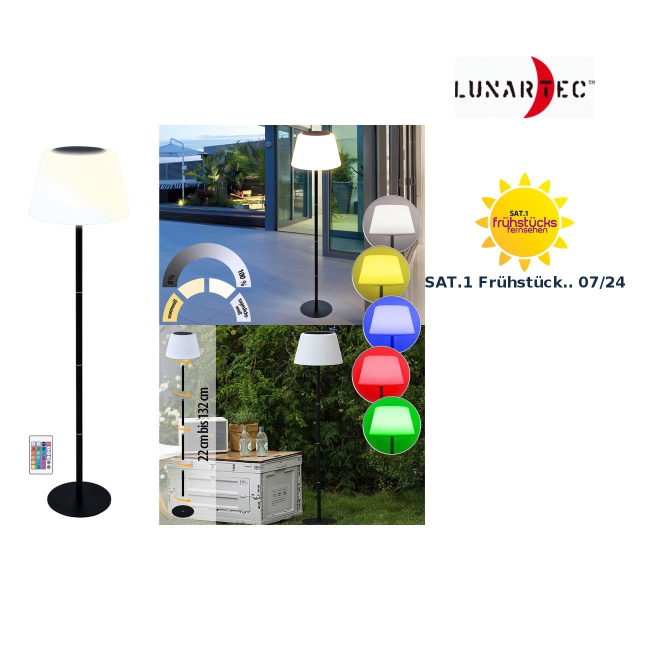 Lunartec Außenbeleuchtung Balkonlampe Solar RGB einzeln 400 lm