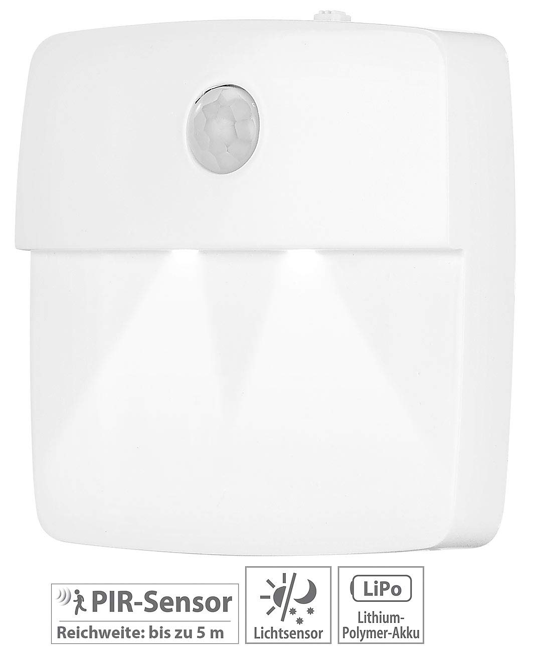 Lunartec LED-Treppenlicht 3er-Set Akku mit Bewegungsmelder weiß