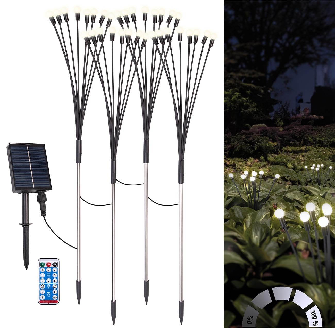 Lunartec Licht-Dekoration Solar-Glühwürmchen 4er-Set warmweiß Timer