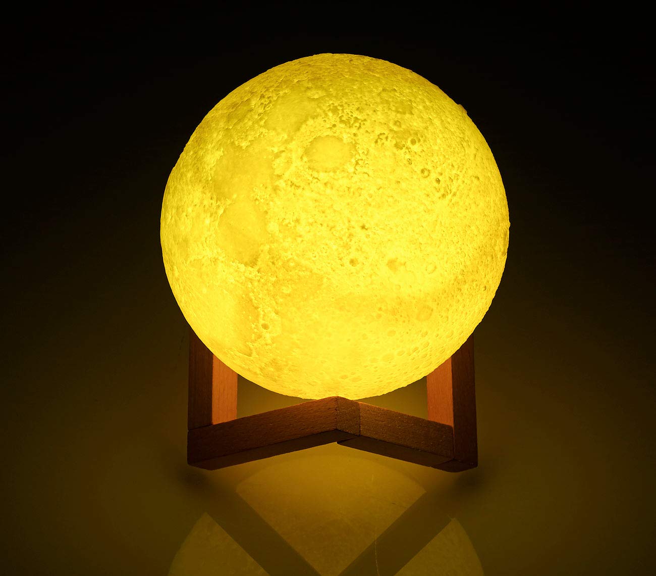 Lunartec Licht-Dekoration Mondlampe LED 15 cm 3 Farben Akku