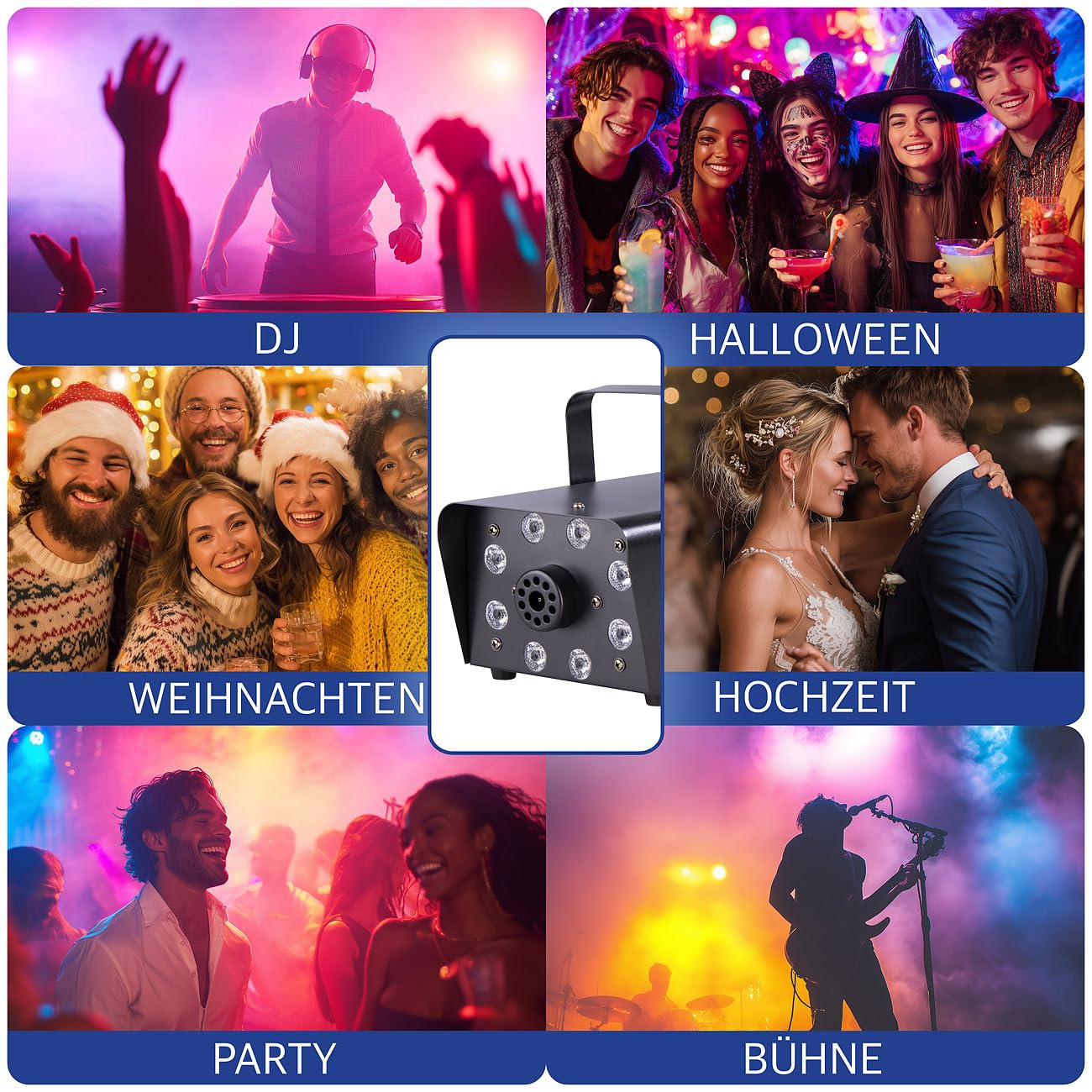 Lunartec Licht-Dekoration Nebelmaschine 700W RGB 300ml Fernbedienung