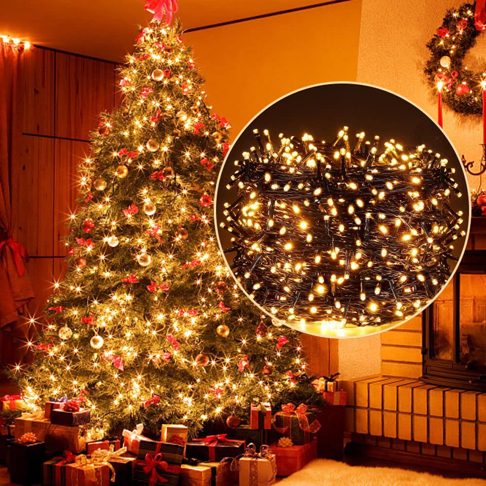 elktry Lichterkette 50m 2000 LED warmweiß mit Memory IP44