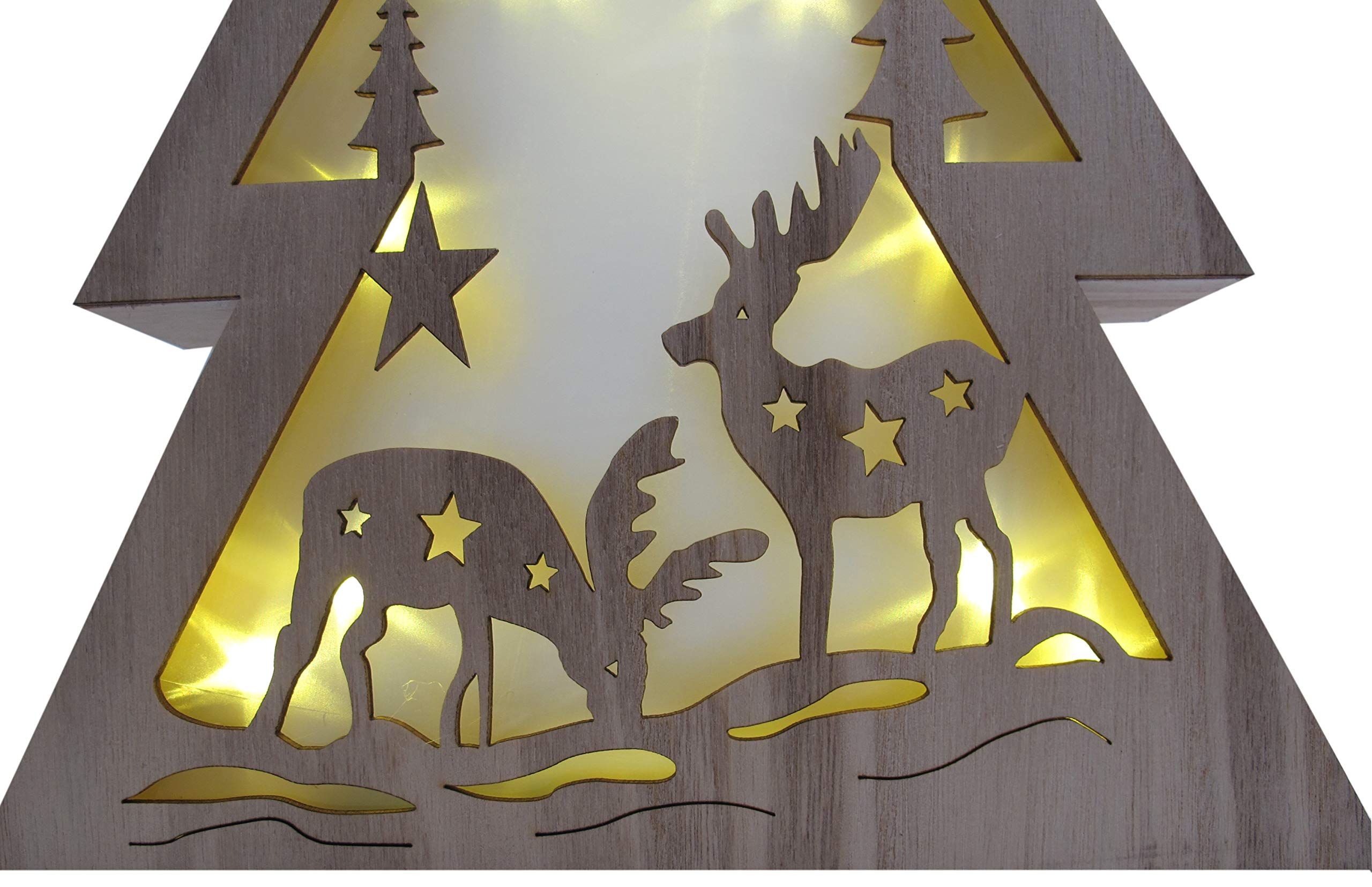 Bonetti Tanne LED Dekoleuchte Holz 10 LEDs warmweiß 3D