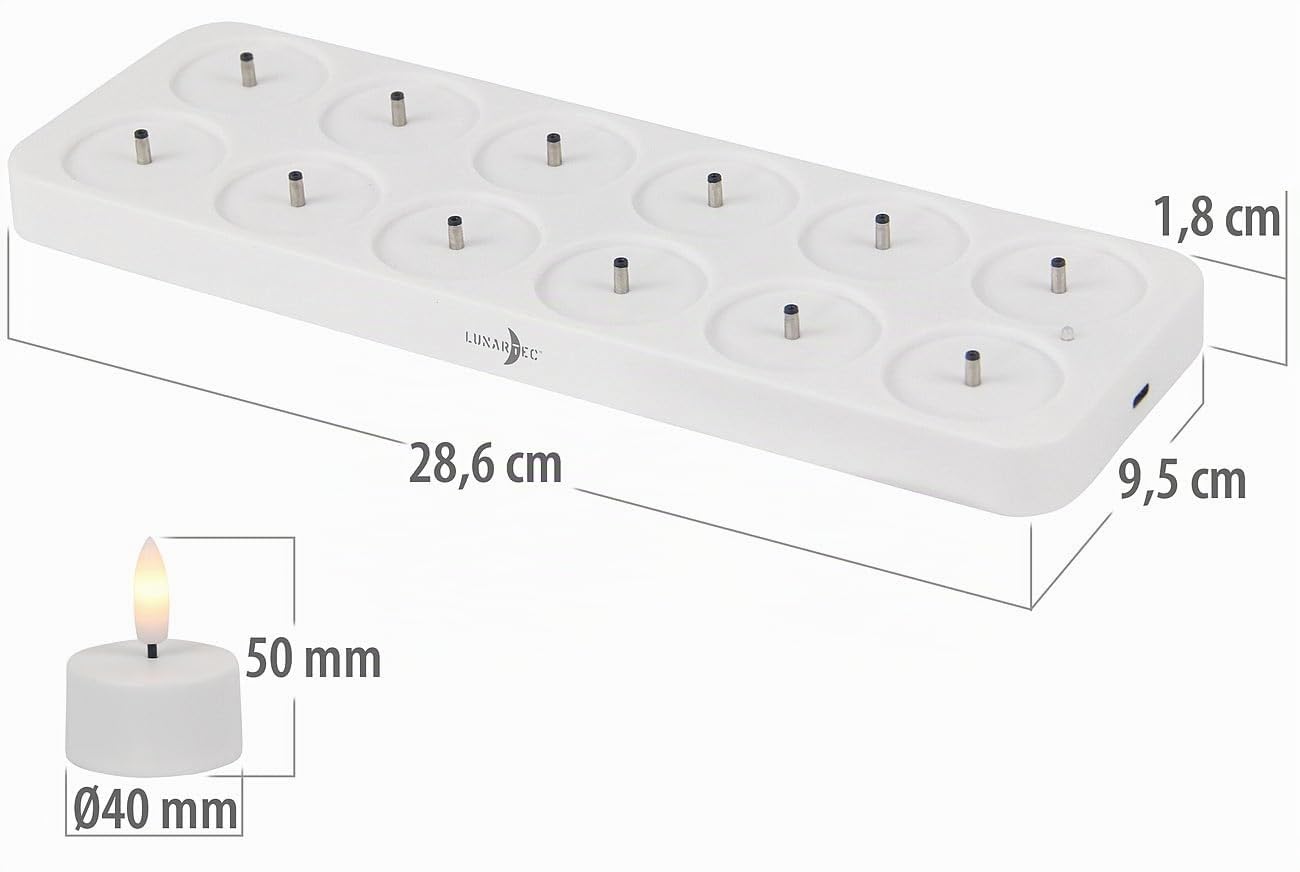 Lunartec Licht-Dekoration LED-Teelichter 12er-Set mit Timer USB