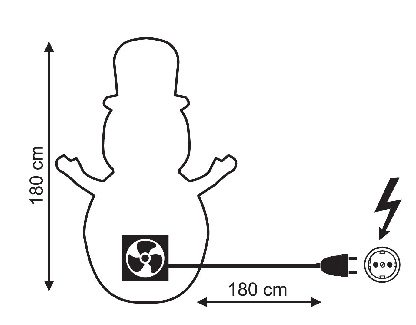 Bonetti Schneemann aufblasbar 180 cm LED Merry Christmas