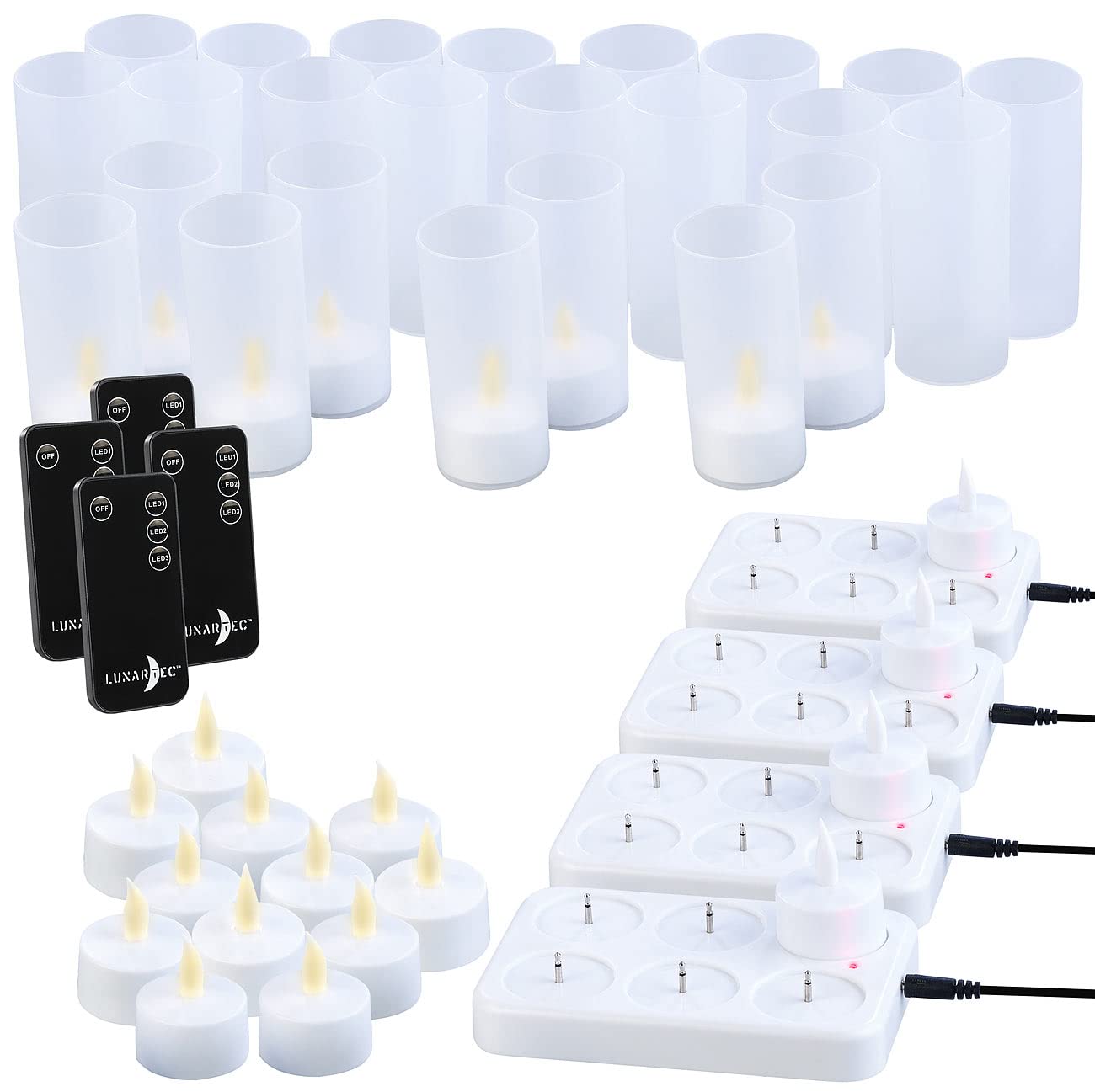 Lunartec LED-Teelichter Akku 24er-Set mit Fernbedienung